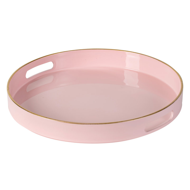 Mercer41 Luann 13" Width Round Decorative Tray Blush Pink Gold